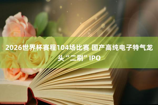 2026世界杯赛程104场比赛 国产高纯电子特气龙头“二刷”IPO