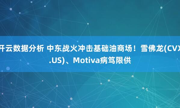 开云数据分析 中东战火冲击基础油商场!雪佛龙(CVX.US)、Motiva病笃限供