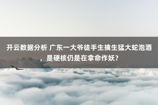 开云数据分析 广东一大爷徒手生擒生猛大蛇泡酒,是硬核仍是在拿命作妖?