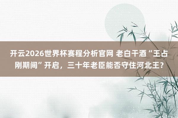 开云2026世界杯赛程分析官网 老白干酒“王占刚期间”开启,三十年老臣能否守住河北王?