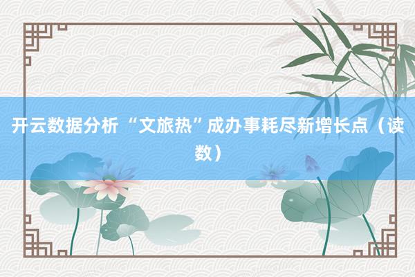 开云数据分析 “文旅热”成办事耗尽新增长点（读数）