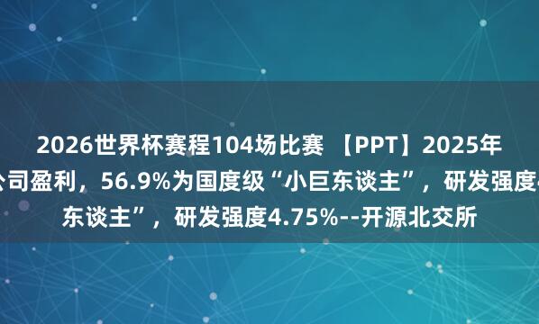 2026世界杯赛程104场比赛 【PPT】2025年北交所年报：83%公司盈利，56.9%为国度级“小巨东谈主”，研发强度4.75%--开源北交所