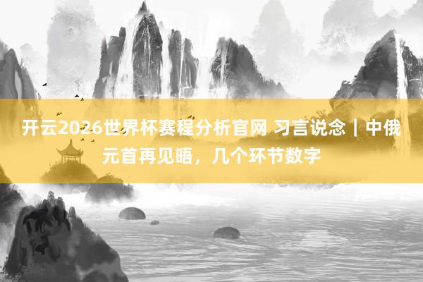 开云2026世界杯赛程分析官网 习言说念|中俄元首再见晤,几个环节数字
