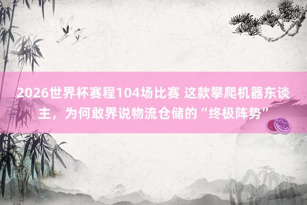 2026世界杯赛程104场比赛 这款攀爬机器东谈主,为何敢界说物流仓储的“终极阵势”