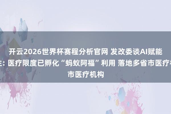 开云2026世界杯赛程分析官网 发改委谈AI赋能民生: 医疗限度已孵化“蚂蚁阿福”利用 落地多省市医疗机构