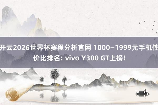 开云2026世界杯赛程分析官网 1000—1999元手机性价比排名: vivo Y300 GT上榜!