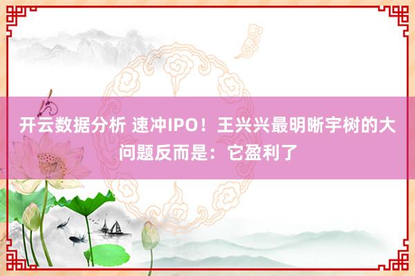 开云数据分析 速冲IPO!王兴兴最明晰宇树的大问题反而是:它盈利了