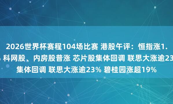 2026世界杯赛程104场比赛 港股午评:恒指涨1.11% 科指涨1.66% 科网股、内房股普涨 芯片股集体回调 联思大涨逾23% 碧桂园涨超19%