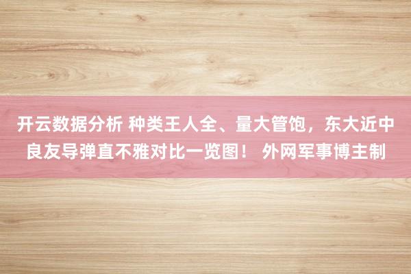 开云数据分析 种类王人全、量大管饱，东大近中良友导弹直不雅对比一览图！ 外网军事博主制