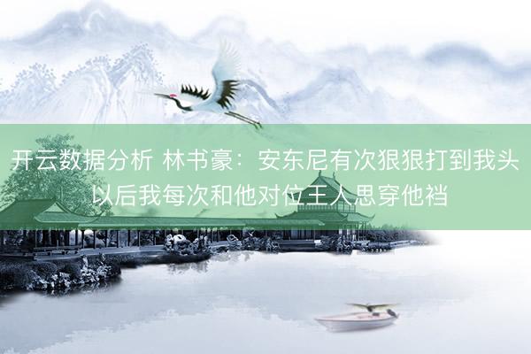 开云数据分析 林书豪:安东尼有次狠狠打到我头 以后我每次和他对位王人思穿他裆