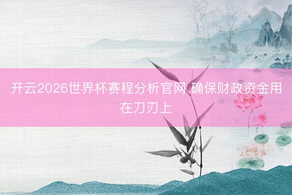 开云2026世界杯赛程分析官网 确保财政资金用在刀刃上