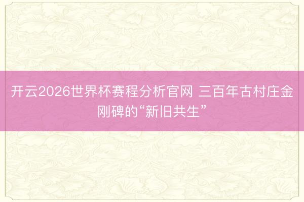 开云2026世界杯赛程分析官网 三百年古村庄金刚碑的“新旧共生”