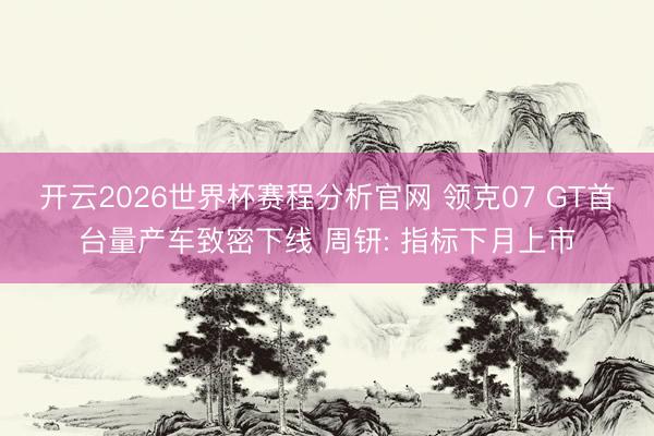 开云2026世界杯赛程分析官网 领克07 GT首台量产车致密下线 周钘: 指标下月上市