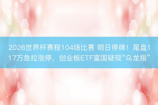 2026世界杯赛程104场比赛 明日停牌!尾盘117万急拉涨停,创业板ETF富国疑现“乌龙指”