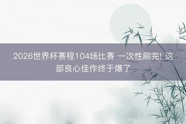 2026世界杯赛程104场比赛 一次性刷完! 这部良心佳作终于爆了